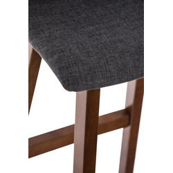 Barstol par med hvid eg ramme polstret stofsæde og fodstøtte