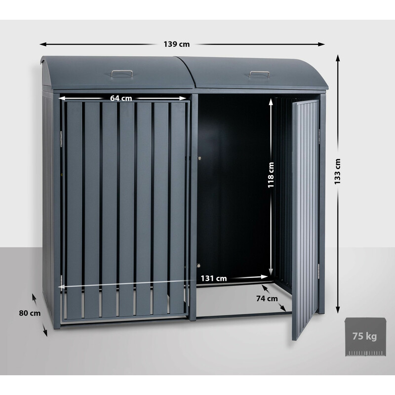 Holly affaldsbeskyttelse stilfuld praktisk 1-2 beholdere op til 240 liter