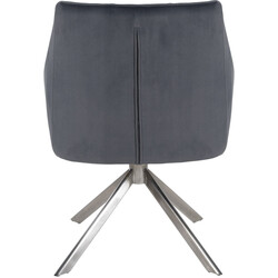 Elegant fløjlet spisestol med drejeligt sæde og rustfri stålrække