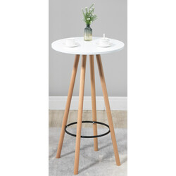 Rund skandinavisk ståbord i fyrretræ med sort eller hvid MDF-plade