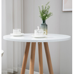 Rund skandinavisk ståbord i fyrretræ med sort eller hvid MDF-plade