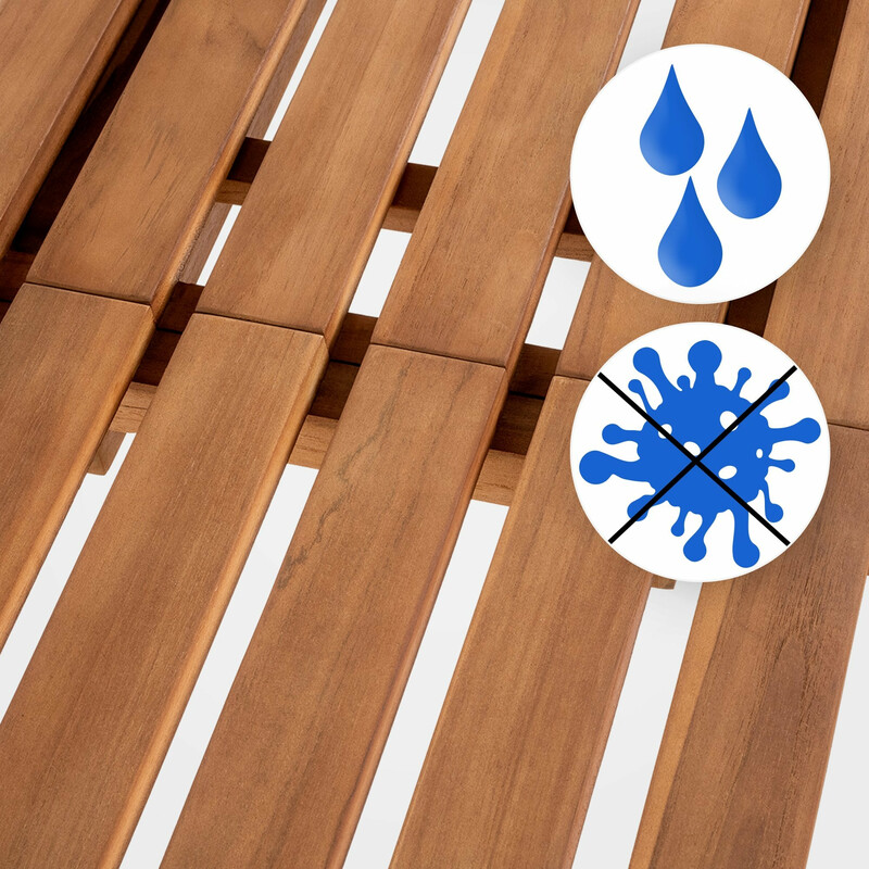 Elegant teaktræ havebænk med sammenklappeligt bord rygstøtte og armlæn