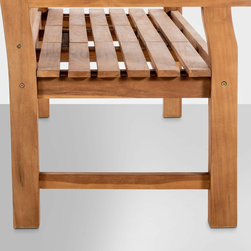 Elegant teaktræ havebænk med sammenklappeligt bord rygstøtte og armlæn