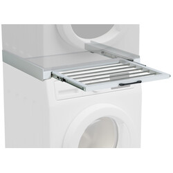 Sebastian pladsbesparende vaskemaskine-tilslutningsramme med udtrækkelig vasketøjsholder og spændebånd