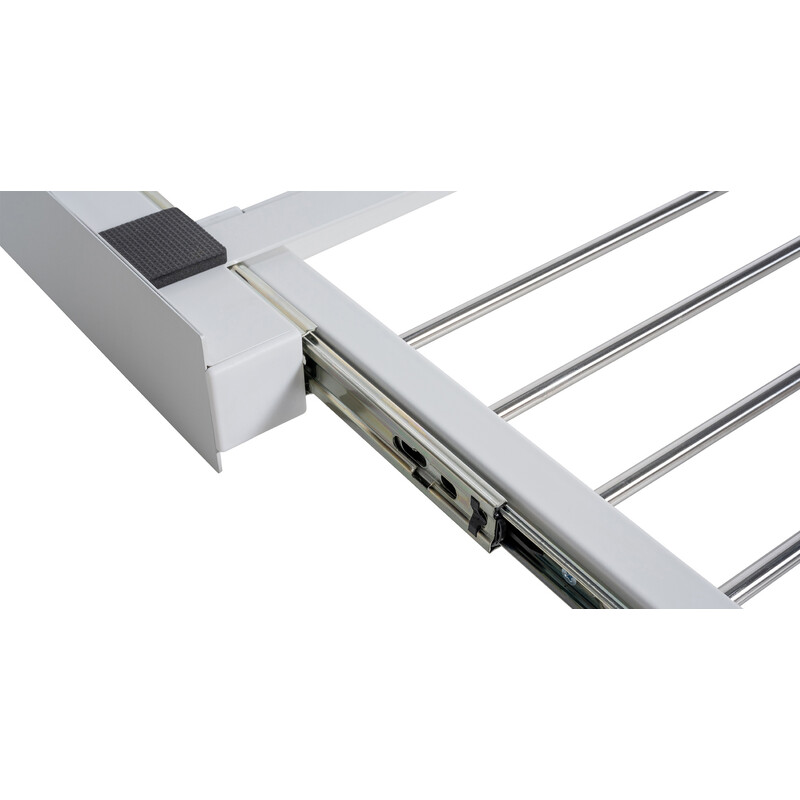 Sebastian pladsbesparende vaskemaskine-tilslutningsramme med udtrækkelig vasketøjsholder og spændebånd