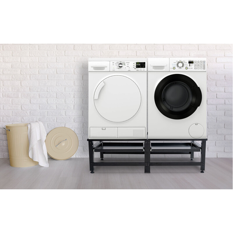 Tampa dobbelt vaskemaskineplatform metal justerbar med skuffe 400 kg