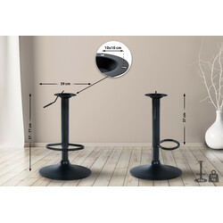 Roterende barstolbase 10x10 cm med højdejustering og fodstøtte