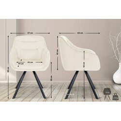 Ergonomisk moderne spisebordsstol med fløjl eller stofbetræk metalramme drejelig