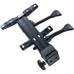 Justerbar sædefastgørelse til kontorstol med to håndtag og låsbart ryglæn