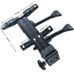 Justerbar sædefastgørelse til kontorstol med to håndtag og låsbart ryglæn