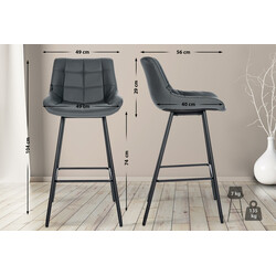 Weston elegant barstol med ribbet sammet eller kunstlæder firebenet metalstel