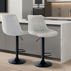 Moderne justerbar barstol med fløjl betræk ryglæn og gasløft