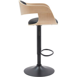 Kingston justerbar barstol med træsæde sort metalramme og fodstøtte