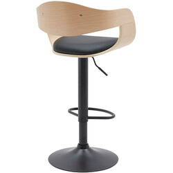 Kingston justerbar barstol med træsæde sort metalramme og fodstøtte