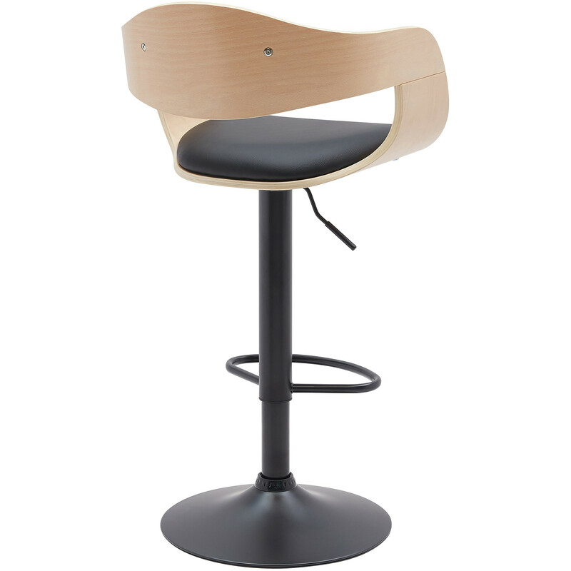 Kingston justerbar barstol med træsæde sort metalramme og fodstøtte