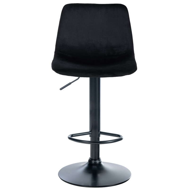 Elegant moderne justerbar fløjlet barstol med drejende sæde og metalramme