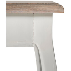 Stilfuldt genanvendt fyrretræ konsolbord med buede ben