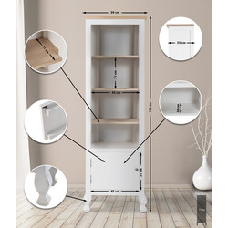 Hvid træbogreol med fire naturlige hylder og flad top