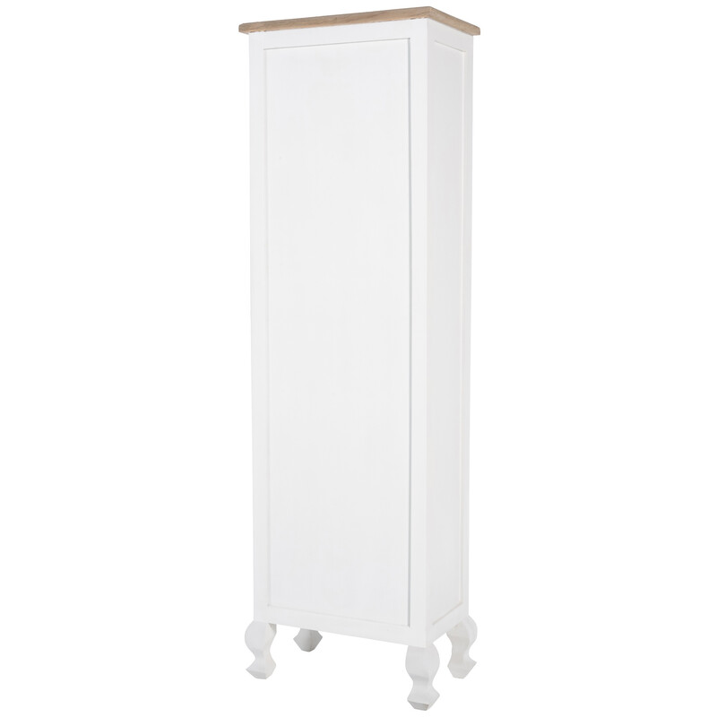 Hvid træbogreol med fire naturlige hylder og flad top