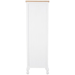 Hvid træbogreol med fire naturlige hylder og flad top