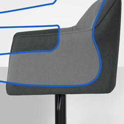 Damaso justerbar barstol med filtbetræk fodstøtte og rustfri stålramme