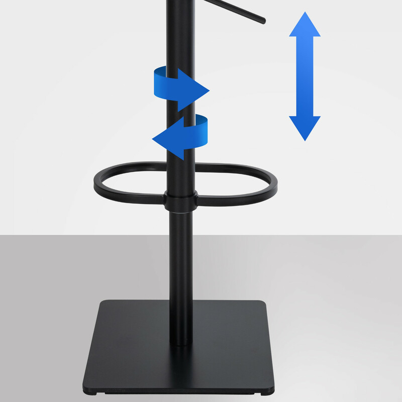 Stilfuld justerbar barstol med fløjlbetræk armlæn og 360 grader drejning