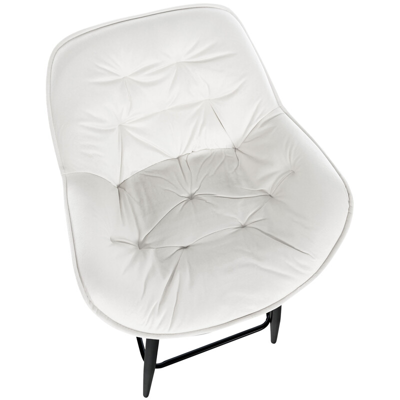 Gibson fløjlsbarstol med høj ryg og fodstøtte sort metalramme