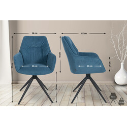 Jules polstret spisestol med drejbart sæde armlæn og sort ramme