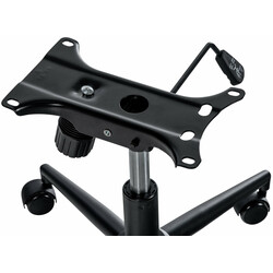 Justerbar kontorstolramme i metal med bøjlemekanisme og fem hjul