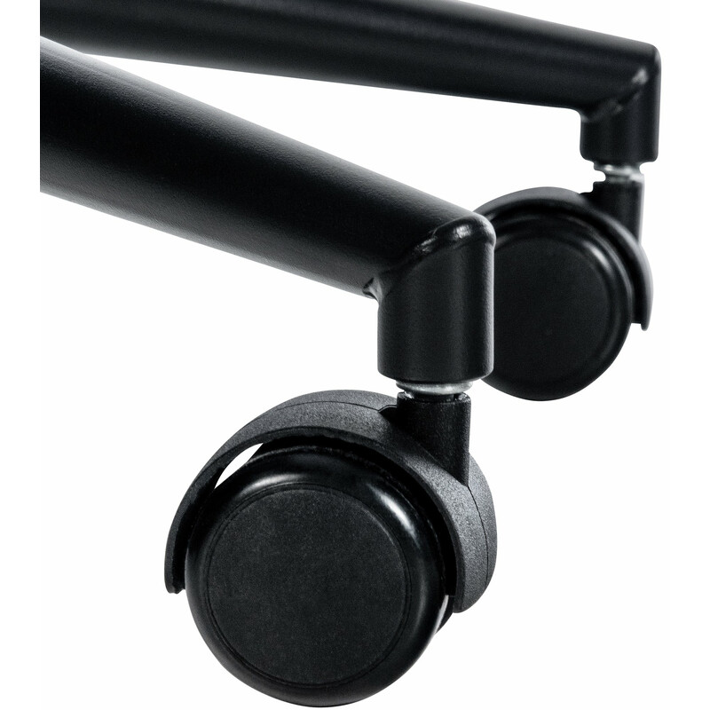 Justerbar kontorstolramme i metal med bøjlemekanisme og fem hjul