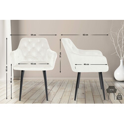 Elegant fløjlsstol med høj ryg 4-benet metalramme