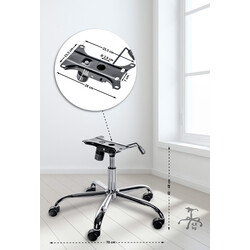 Justerbar metal kontorstolramme med 5 hjul og svingmekanisme