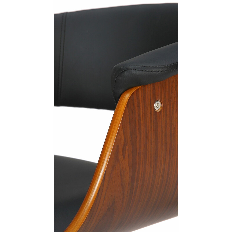 Højdejusterbar roterende barstol med træsidde og metalramme